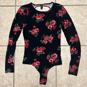 Windsor Open Back Rose Print Bodysuit